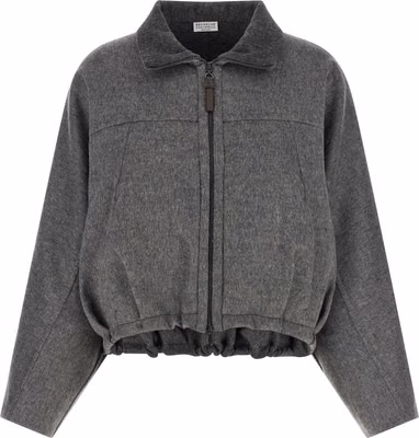 Gray Virgin Wool Full-Length Jacket