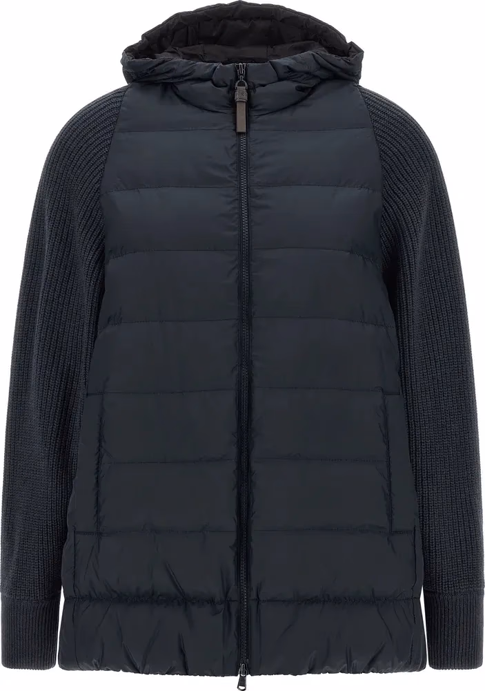 Blue Polyester Full-Length Jacket