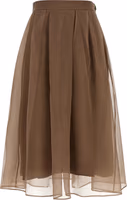 Brown Silk Midi Skirt 1