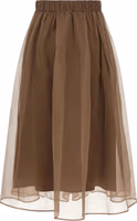 Brown Silk Midi Skirt 2