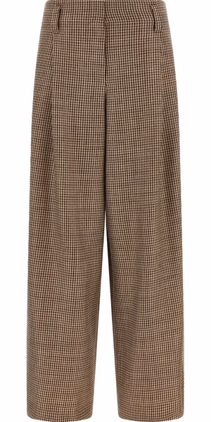 Brown Virgin Wool Flared Pants
