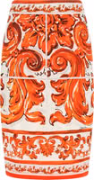 Orange Silk Midi Skirt 1
