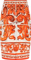 Orange Silk Midi Skirt 2