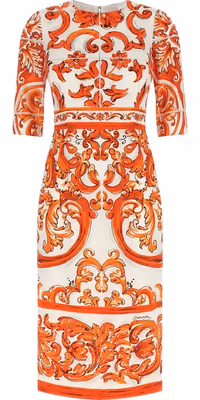 Orange Silk Midi Dress