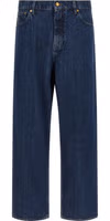 Blue Cotton Straight-Leg Jeans 1