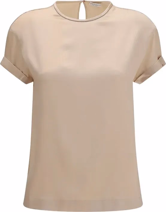 Beige Elastane Blouse