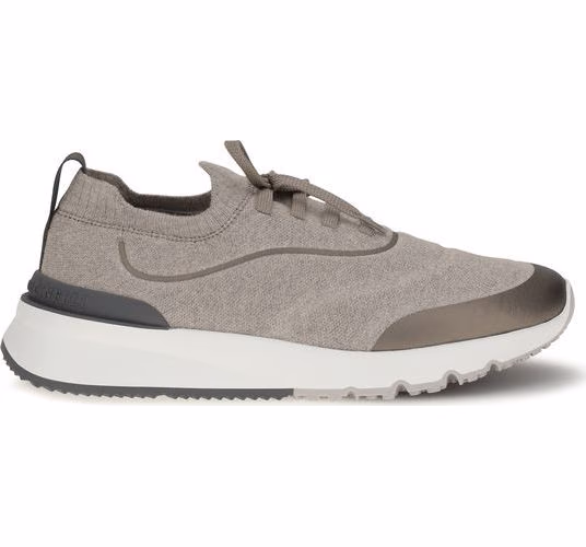 Brown Cotton Athletic Sneakers
