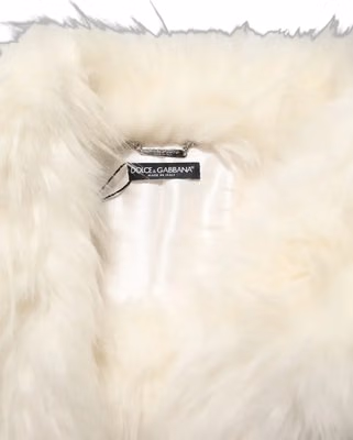 White Faux Fur Long Sleeves Coat Jacket