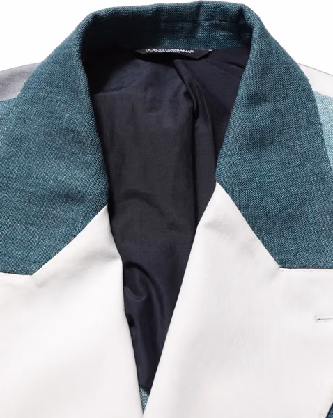 Multicolor Patchwork Linen Double Breasted Jacket