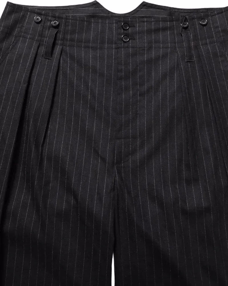 Black Pinstripe Wool Men Dress Trouser Pants