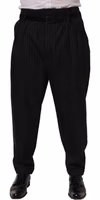 Black Pinstripe Wool Men Dress Trouser Pants 2
