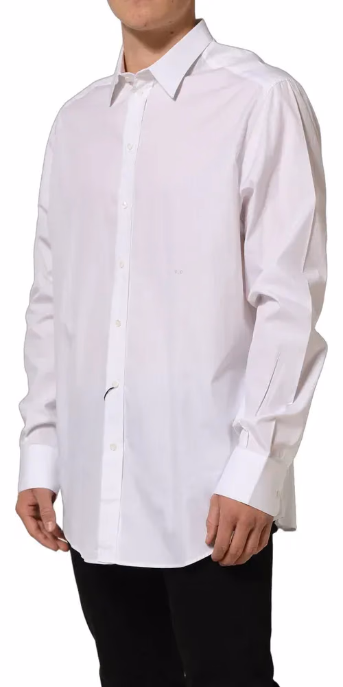 White Cotton Long Sleeves Men Dress Shirt