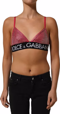 Pink Crystal Embellished Bralette Crop Top