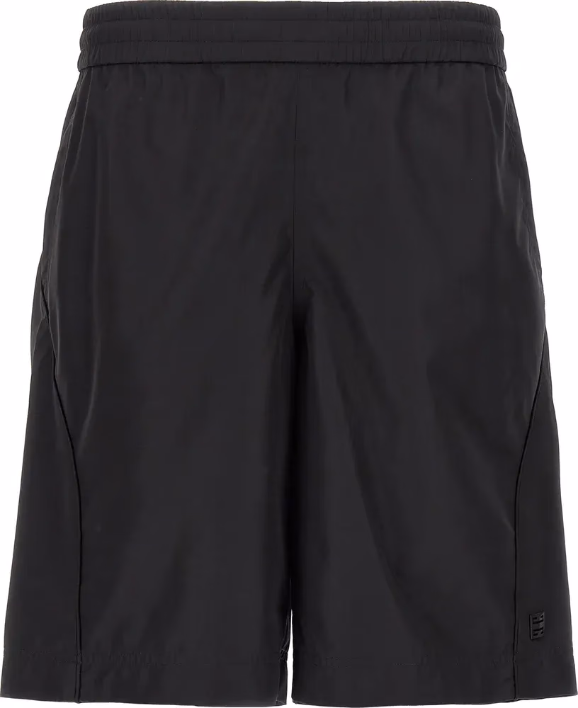 Black Polyester Bermuda Shorts