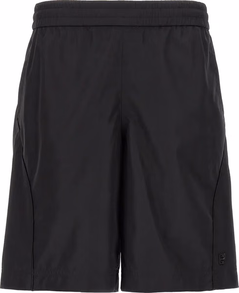 Black Polyester Bermuda Shorts