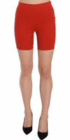 Red Mid Waist Cotton Stretch Slim Mini Shorts 1