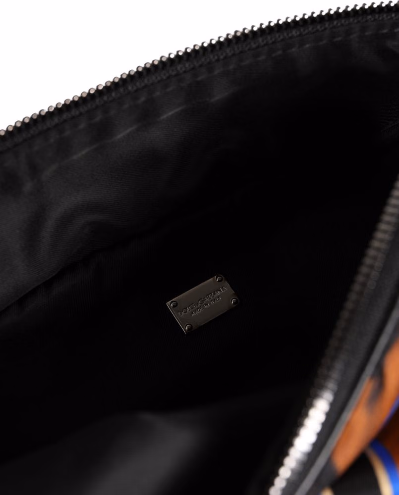 Brown Tiger Print Nylon Fanny Waist Pack Borse Men Bag