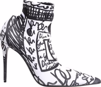 White Graffiti Stretch Ankle Boots Shoes 2