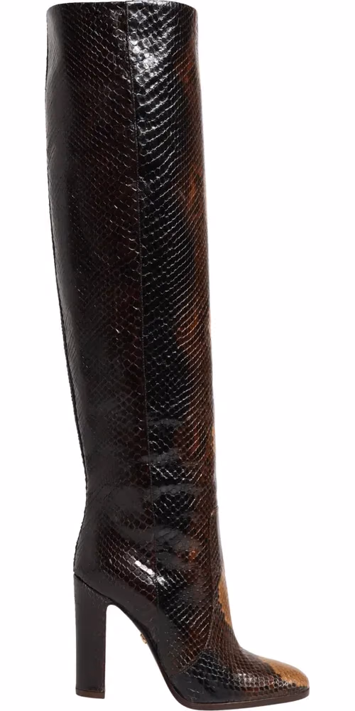 Brown Exotic Leather Knee High Boots Shoes