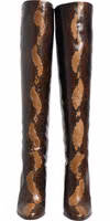 Brown Exotic Leather Knee High Boots Shoes 4