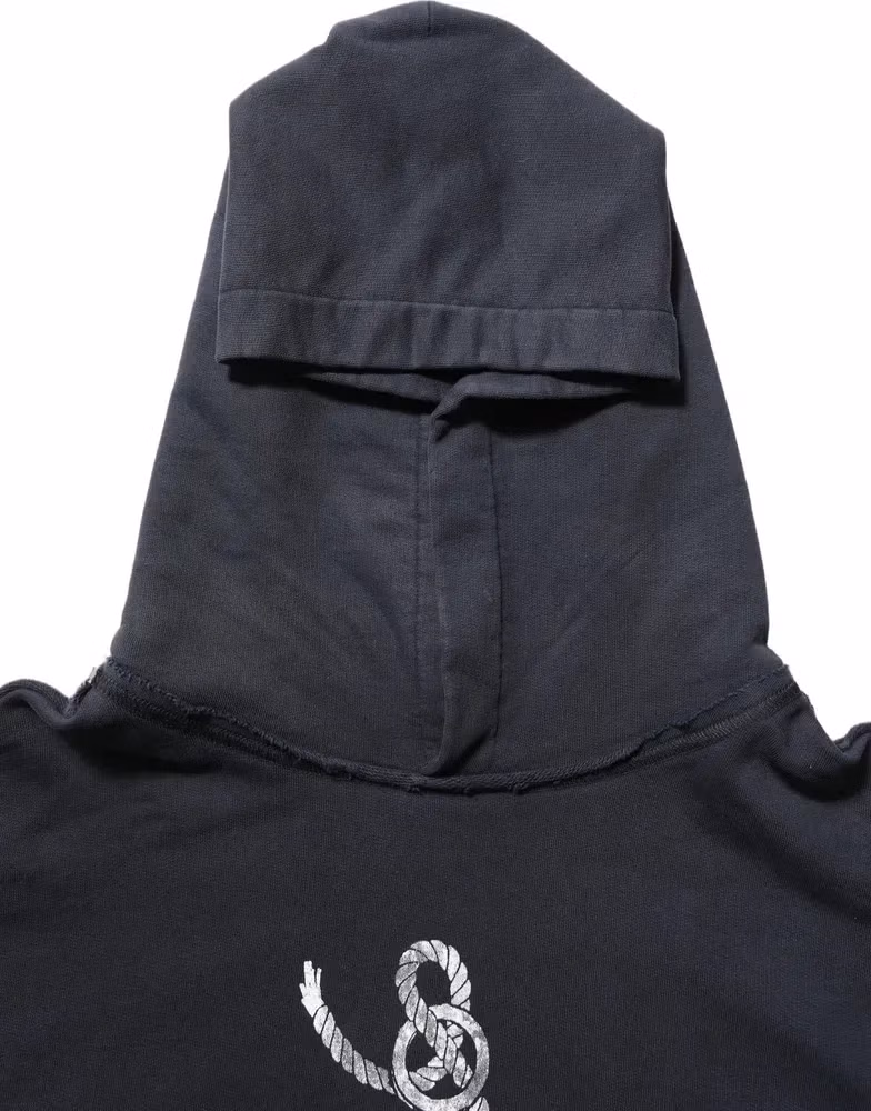 Black Anchor Print Hooded Sweatshirt Sweater