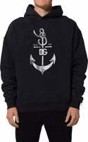 Black Anchor Print Hooded Sweatshirt Sweater 2