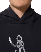 Black Anchor Print Hooded Sweatshirt Sweater 5