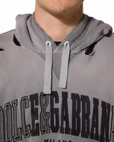 Gray Graphic Hooded Sweatshirt Men Sweater 5