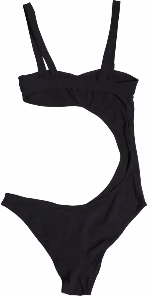 Black Embellished Cutout Bandeau One Piece Swimwear
