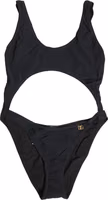 Black Cutout Logo One Piece Swimsuit Swimwear 1
