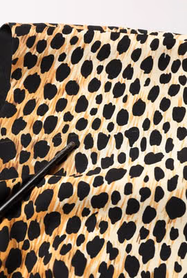 Brown Leopard Print Silk Sheath Midi Dress