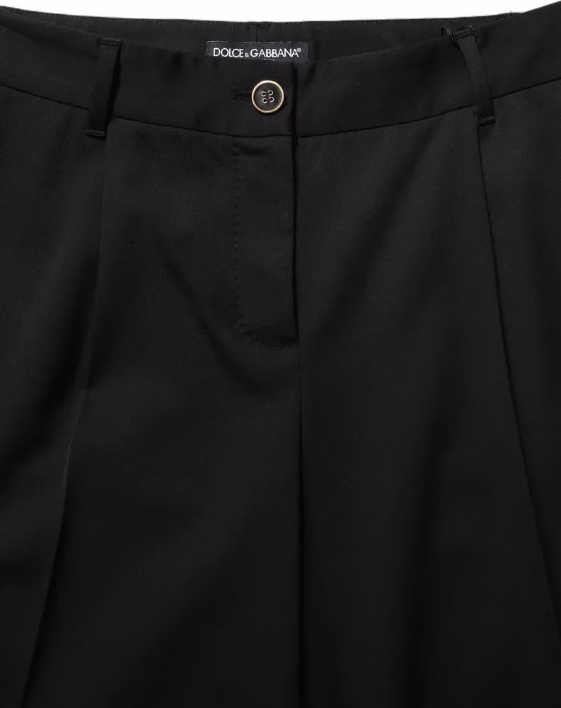 Black High Waist Straight Dress Trouser Pants