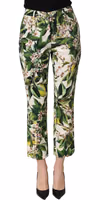 White Floral Print Cropped Straight Pants 2