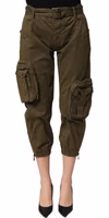 Olive Green High Waist Cargo Trouser Pants 4