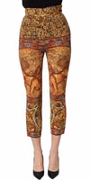 Multicolor Mosaic Print Crepe Cropped Trouser Pants 2