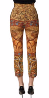 Multicolor Mosaic Print Crepe Cropped Trouser Pants 4