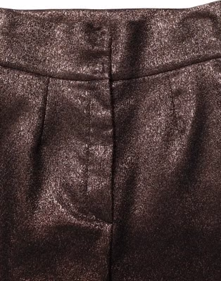Metallic Brown High Waist Tapered Leg Pants
