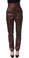 Metallic Brown High Waist Tapered Leg Pants 2