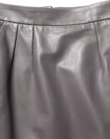 Gray Leather High Waist Pencil Cut Midi Skirt 1