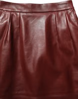 Burgundy Leather High Waist Pencil Midi Skirt 4