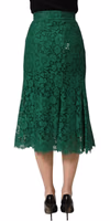 Green Lace High Waist Mermaid Midi Skirt 4