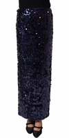 Blue Sequin High Waist PencilCut Midi Skirt 2