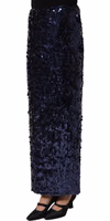 Blue Sequin High Waist PencilCut Midi Skirt 3