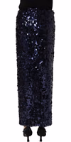 Blue Sequin High Waist PencilCut Midi Skirt 4