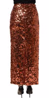 Bronze Sequin HighWaist PencilCut Midi Skirt 2