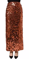 Bronze Sequin HighWaist PencilCut Midi Skirt 4