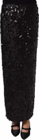 Black Sequin High Waist Pencil Midi Skirt 1