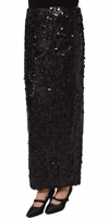 Black Sequin High Waist Pencil Midi Skirt 2