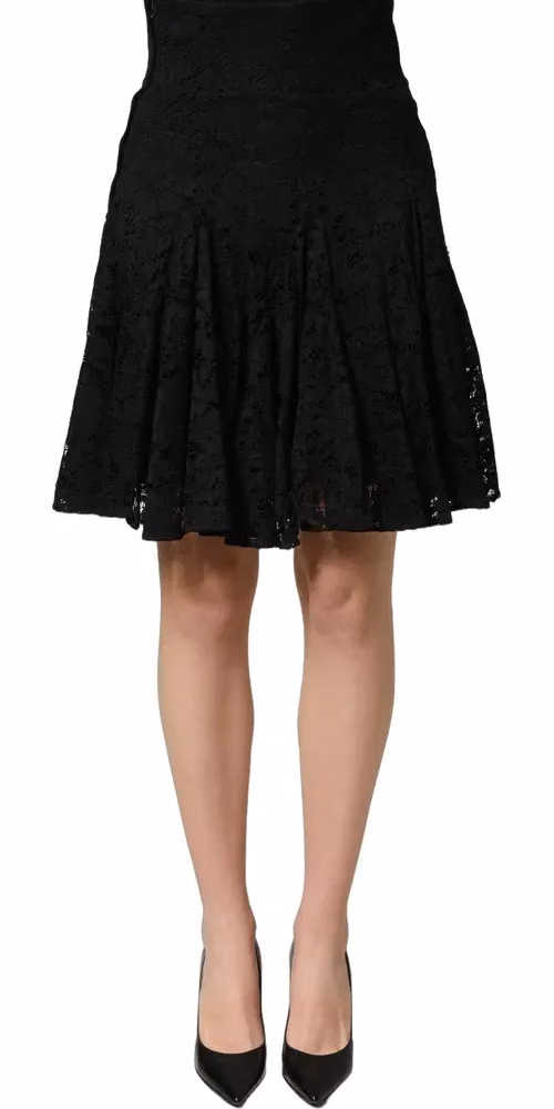 Black Floral Cut Out Lace A-line Mini Skirt
