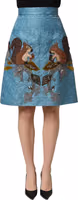 Blue Jacquard Embroidered A-line Skirt 2